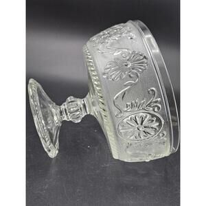 Tiara Indiana Glass Sandwich Pattern Clear Footed Comport Fruit Bowl 5.5"x6.5"